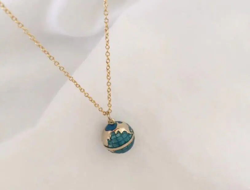 Luna Earth Globe Pendant Necklace
