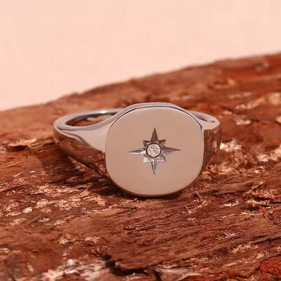 Polaris Starburst Signet Ring