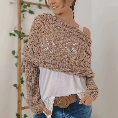 Cozy Knit Sleeve Shawl